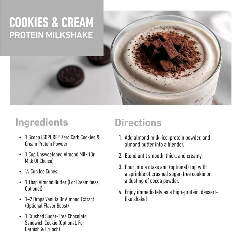 Isopure, Protein Powder, Cookies & Cream, 3 lb (1.36 kg) - Walmart.com