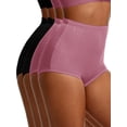 thumbnail image 3 of GAI YI Women's High-Waist Tummy Control Girdle Panties Jacquard Ladies Panties for Women Full Coverage Underwear 2Black+2Rose M, 3 of 8