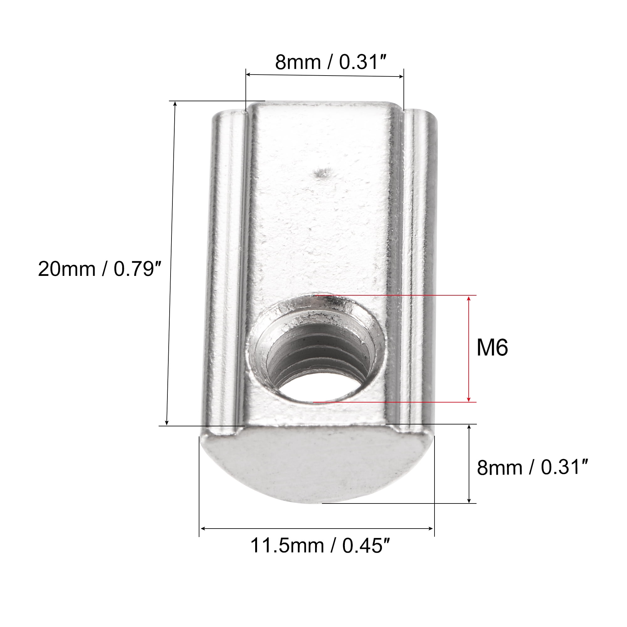 Uxcell M6 Roll in Spring T-nut with Ball Carbon Steel for 3030 Series Rail with 8mm Slot 50 Pack