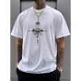 thumbnail image 1 of Camiseta deportiva informal de manga corta con cuello redondo y estampado de brújula vintage para hombre, ideal para verano y primavera. Camiseta versátil de poliéster para adultos, hombres, mujeres,, 1 of 7