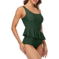 thumbnail image 4 of Women's Ruffle One Piece Swimsuits Cutout Bathing Suit Asymmetric Shoulder Monokini Swimwear, 4 of 8