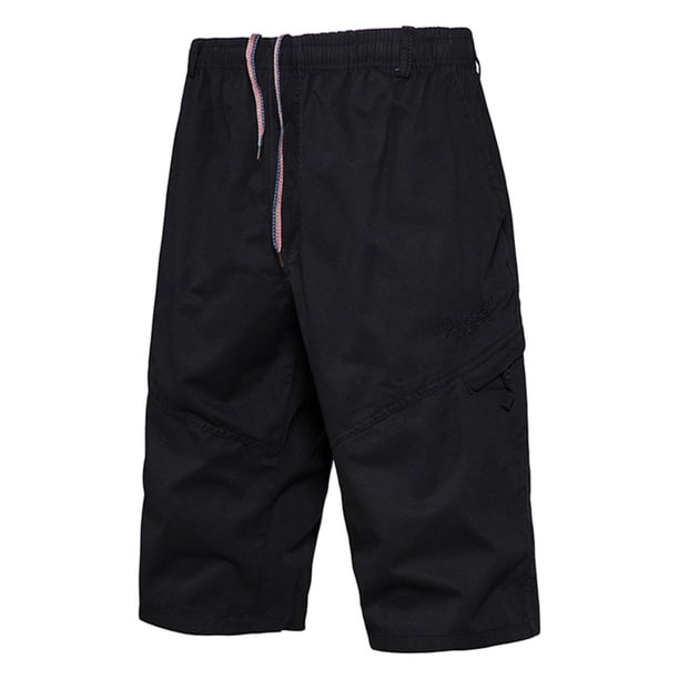 WILLBEST Pantalones Cargo Cortos de Verano para Hombre, con Botones, Bolsillos de Color Liso, Talla Grande, Lavado Medio