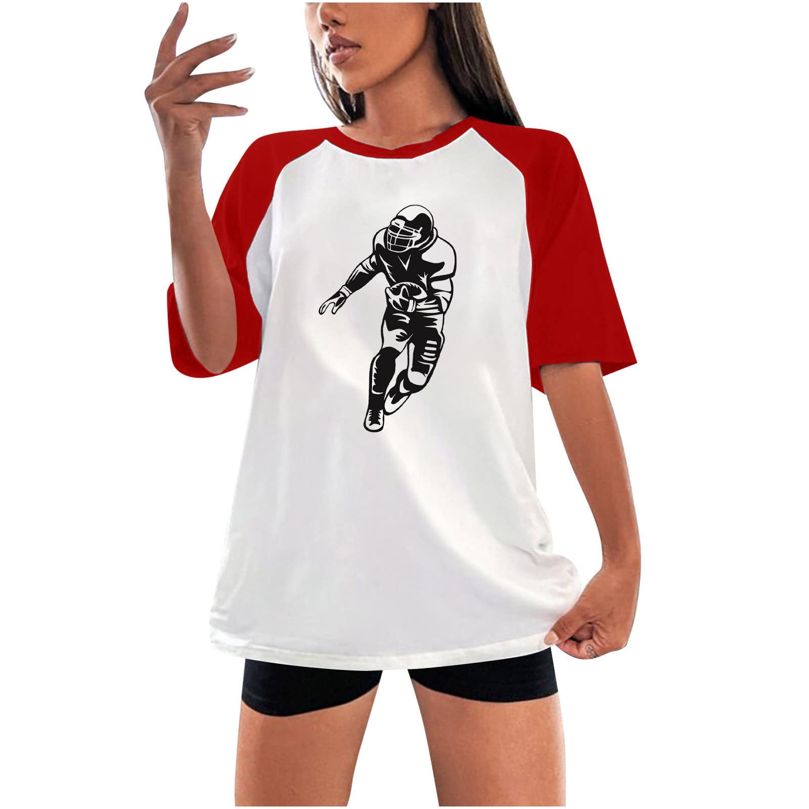 Lastesso Women Aesthetic Baseball Print Shirts Short Sleeve