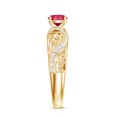 thumbnail image 3 of Rosec Jewels Created Ruby Vintage Inspired Ring with Diamond for Women (AAAA Grade), 14K Yellow Gold, US 9.50, 3 of 8