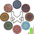 thumbnail image 2 of CNKOO 8Pcs DIY  Coasters Kit with Holder 4 Inch Rhinestone Painting Coasters Reusable  Drawing Cup Mat Colorful Crystal Art Painting Cup Pad Crafts for Kid Adult Beginner, 2 of 10