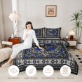 thumbnail image 3 of Erosebridal Halloween Bat Queen Comforter Set, Bohemian Aztec Mandala Bedding Comforter Set, Black Gray Blue, Black Reversible 3pcs, 1 Comforter and 2 Pillowcases, 3 of 6