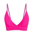 thumbnail image 5 of VNKIDY Womens Thin Spaghetti Strap Front Twist Solid Color V Neck Bikini Top Summer Seaside Regular Fit Quick Dry Swim Bath Tops For Ladies Hot Pink M, 5 of 5