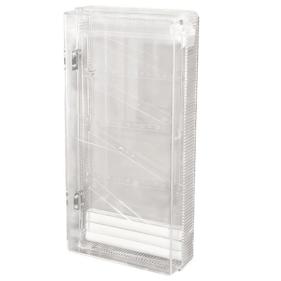 Wall Mounted Jewelry Organizer with Lined Interior, 12.6 x 6.1 x 1.4 in / 32 x 15.5 x 3.5 cm, Dust-Proof Jewelry Storage Case with Multiple Hooks & Trays for Necklaces, Earrings, Bracelets