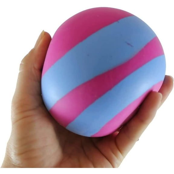 1 Jumbo 4" Striped Doh Filled Stress Ball - Glob Balls - Squishy Gooey Squish Sensory Squeeze Balls (Random Color)