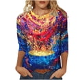 thumbnail image 2 of Cavosen Hanukkah Womens Shirts 3/4 Length Sleeves Chanukah Cute Candle Graphic Print Festival Blouse Round Neck Light Happy Holiday Shirts Novelty Casual Tops Funny Tshirts 3XL, 2 of 5