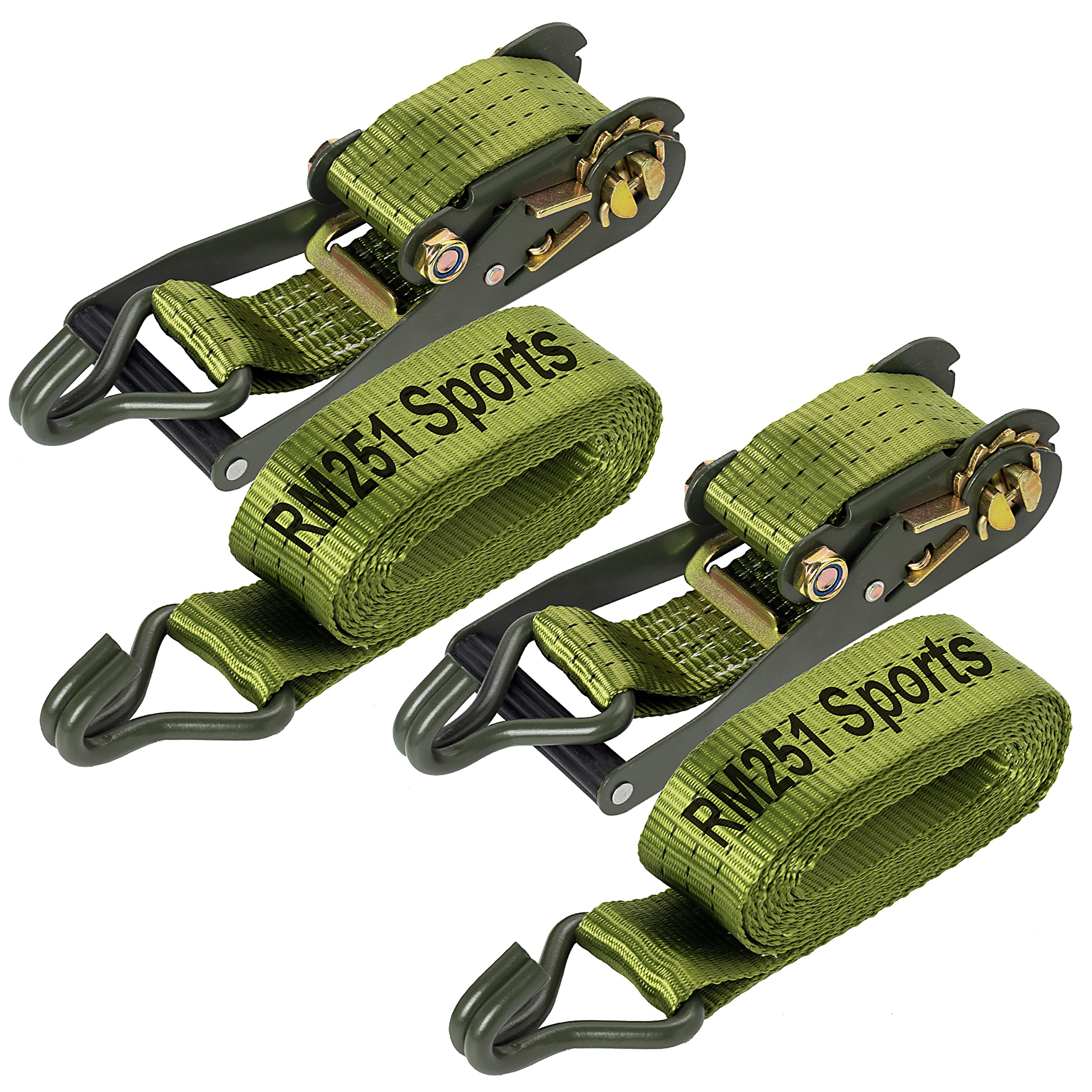 Ratchet Straps 6600lb Break Strength Pack of 2 2"x12' J Hook Tie