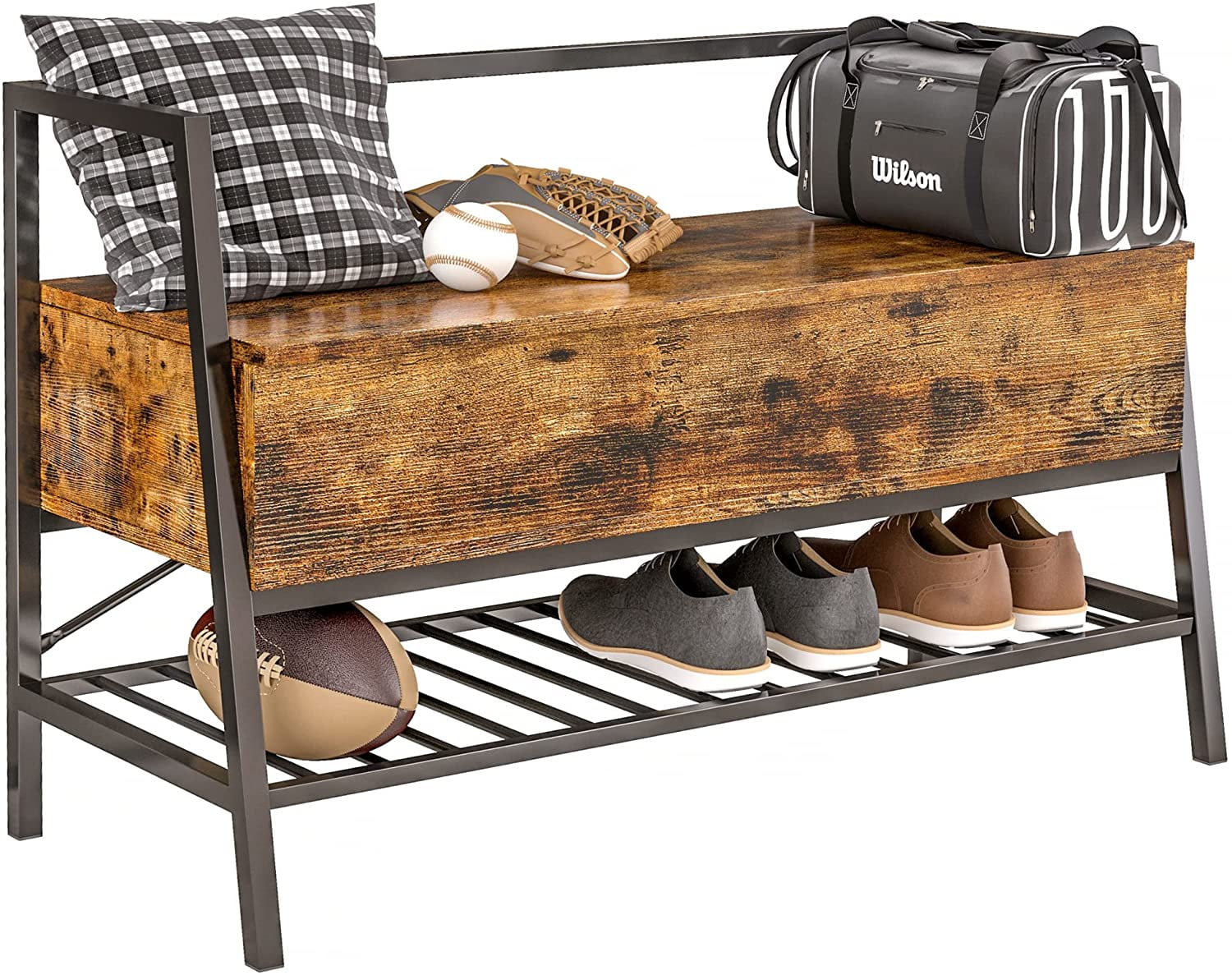 IRONCK Storage Bench with Lift Top Box, Entryway Shoe Bench with Shoe