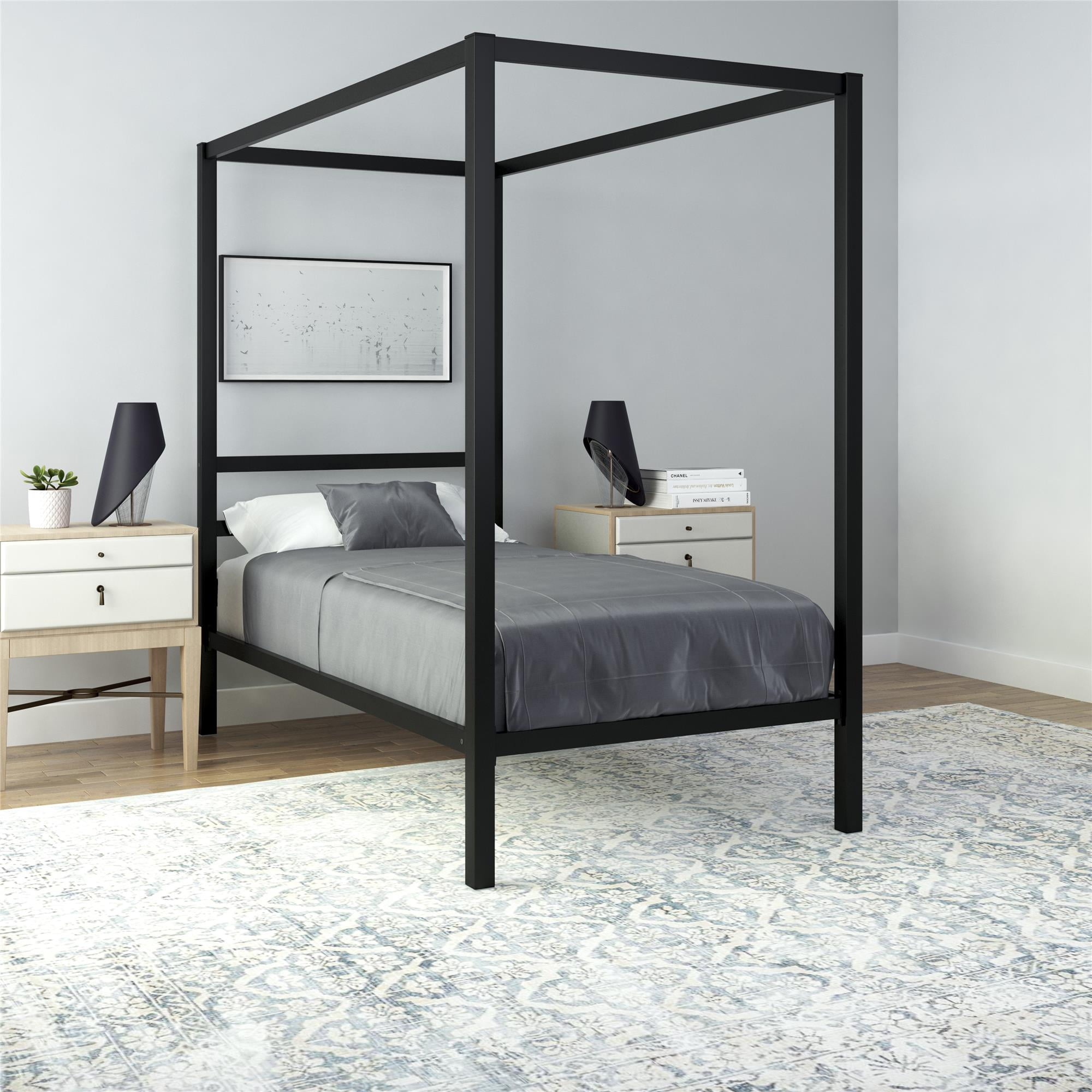 DHP Modern Metal Canopy Platform Bed Frame, Twin, Black