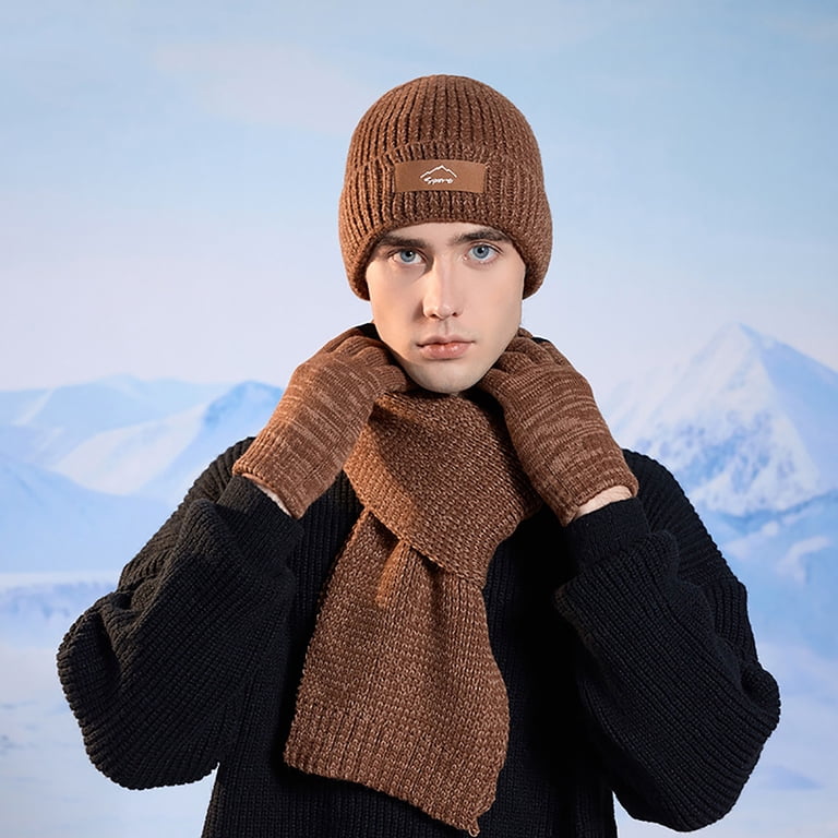 Womens Winter Knit Warm Hat Beanie+Long Scarf+Touch Screen Gloves Set Skull Caps ZUPPAD Womens Winter Beanie Hats Long Scarf Touchscreen  main image 4