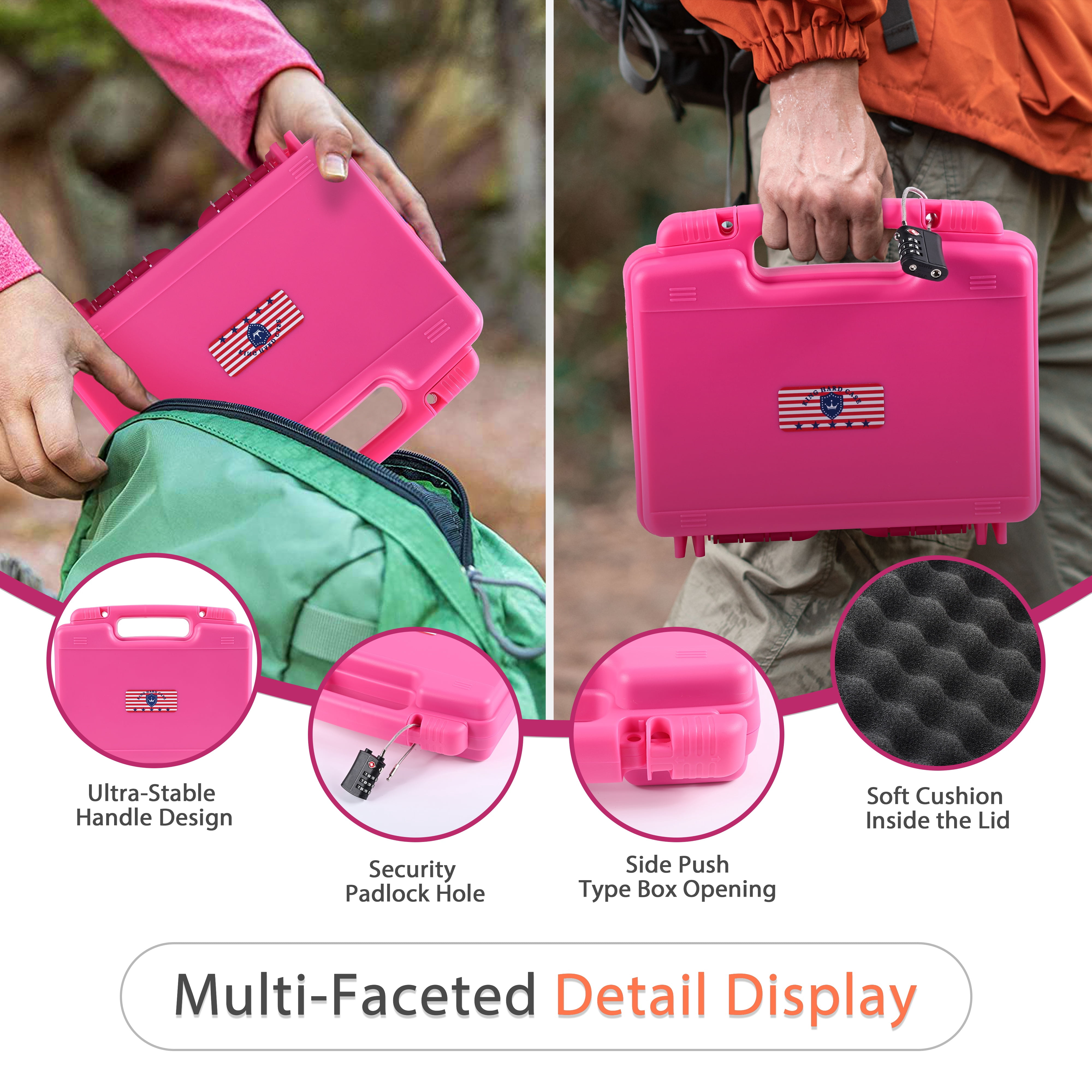Pink 9mm Lockable Gun Case – TSA Approved Firearm Travel Case with 1 TSA Lock, Hard Shell Pistol Case for Handgun and Revolver