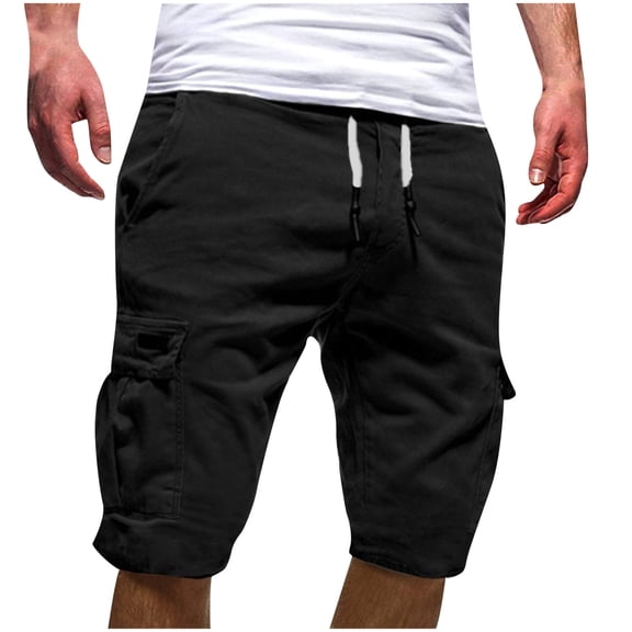 Wenini Sport Pant for Man Solid Summer Long Pants Beach Bandage Casual Loose Sweatpants Drawstring Pants Black xl