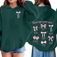 thumbnail image 2 of SGMVNU Girls Bow Printed Preppy Hoodie Tops Soft Loose Sweatshirts with Pockets Fashion Fall Winter Clothes for Kids, Size 4-5 Years, Dark Green, 2 of 6
