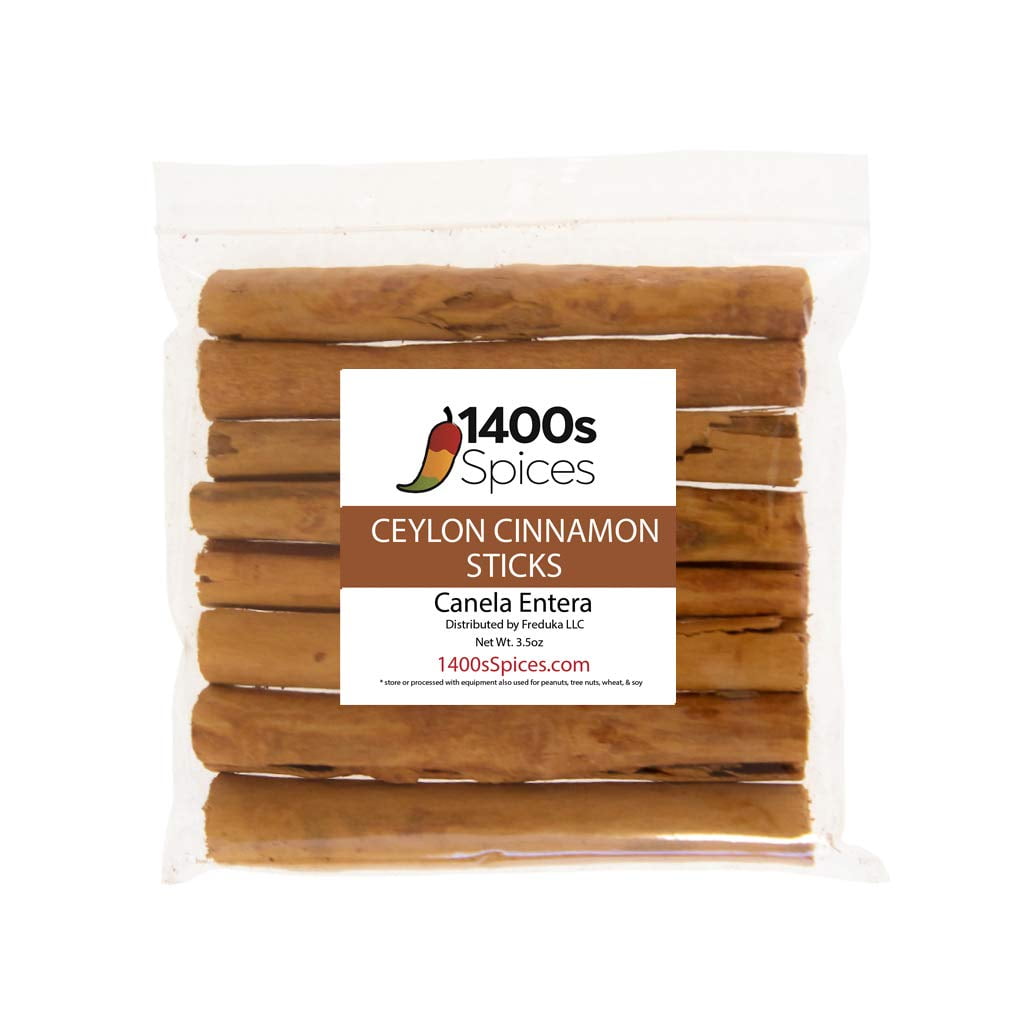 3.5oz Ceylon Cinnamon Sticks from Sri Lanka 5', True Cinnamon Stick, Canela Entera by 1400s Spices