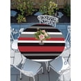 thumbnail image 2 of Round Tablecloth Abstract Red Black White Striped Elastic Edge Fitted Minimalist Plastic Table Cover,Waterproof Oil Proof for Dinner,Outdoor, Picnic, 45"- 54" DIA Tables, 2 of 8