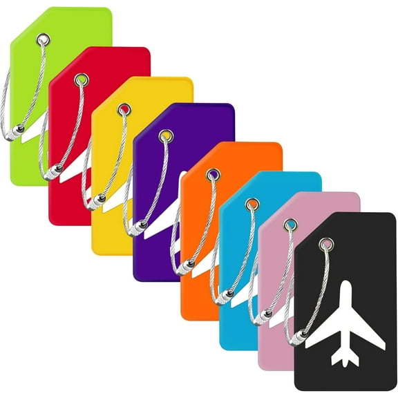 8 Pack Silicone Luggage Tag for Suitcases with Stainless Loop, TSA Approved, Privacy Protection Travel Essentials Bag Tags by , Mixed Color