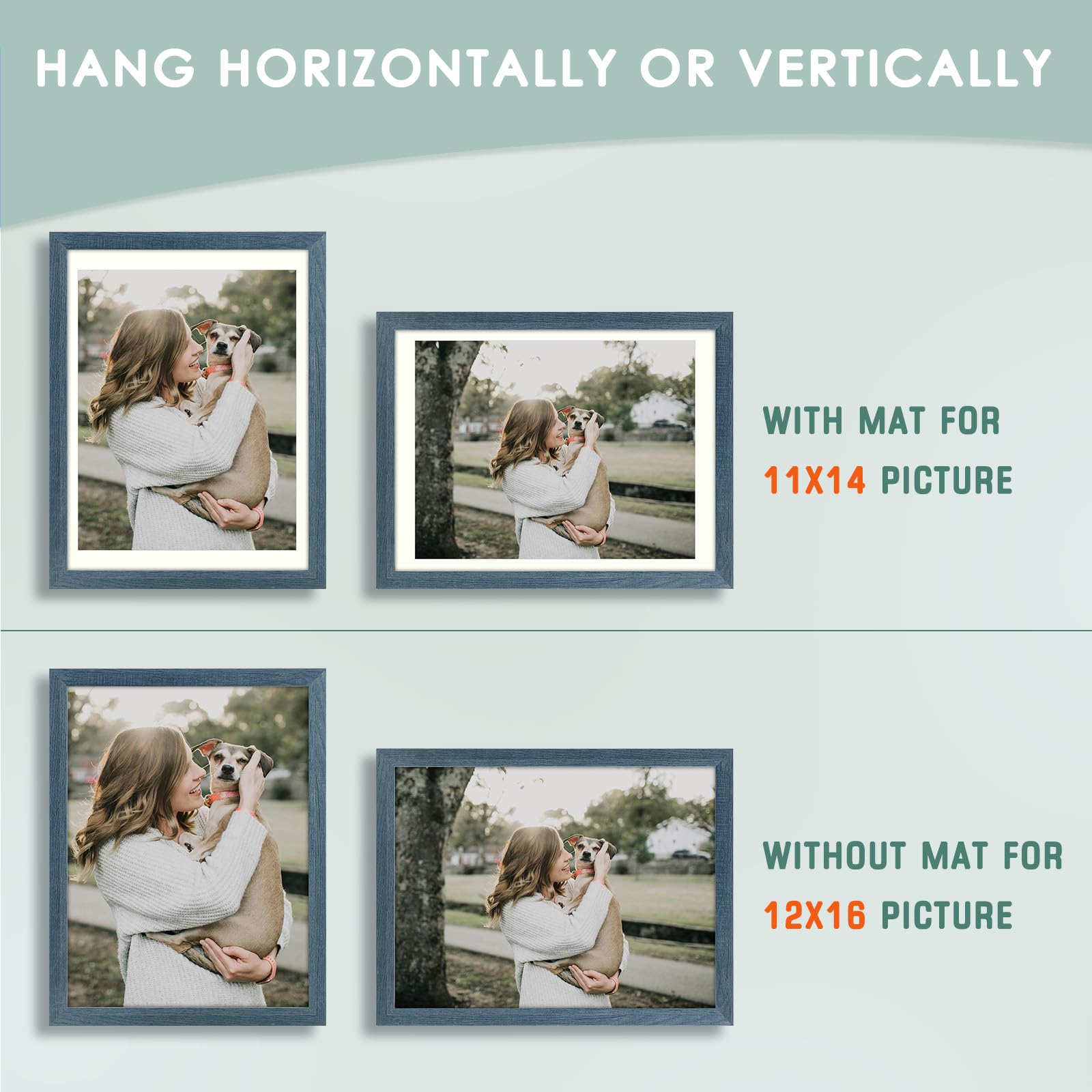 Golden State Art 1-Opening 12 x 16 Inch Matted to 11 x 14 Inch Wall Mounting Picture Frames, Blue, 1 Pack