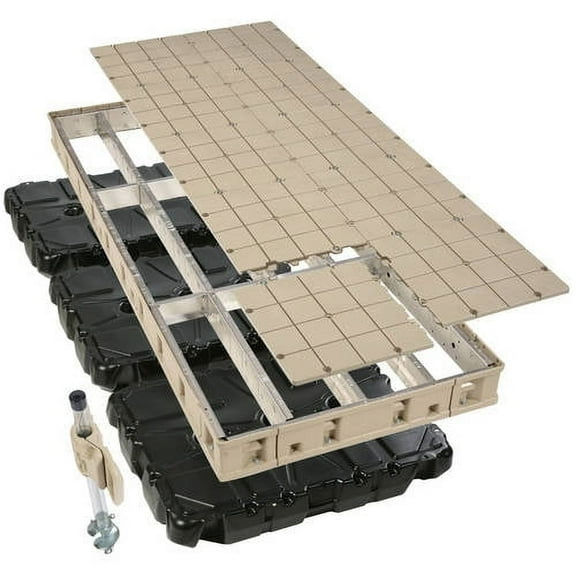 PlayStar Premium 4' x 10' Aluminum Frame Floating Dock with Resin Top & Sidewalls KT 13223