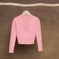 thumbnail image 2 of GiLiling Girls Knitted Deep V-Neck Cross Long Sleeve Ballet Wrap Front Loose Lightweight Sweater Dance Cardigan Pullover Tops Blouse (Pink, 13-14 Years), 2 of 5
