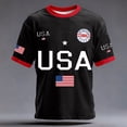 thumbnail image 2 of FINALGANG Mens USA Patriotic Ringer Short Sleeve T Shirt American Flag Print Crewneck Casual Tee For Independence Day Summer Daily Wear Black XXL, 2 of 3