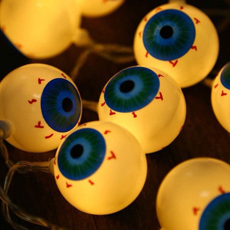 Halloween Eyeball String Light 10 LED Battery Powered Steady/Flickering ...