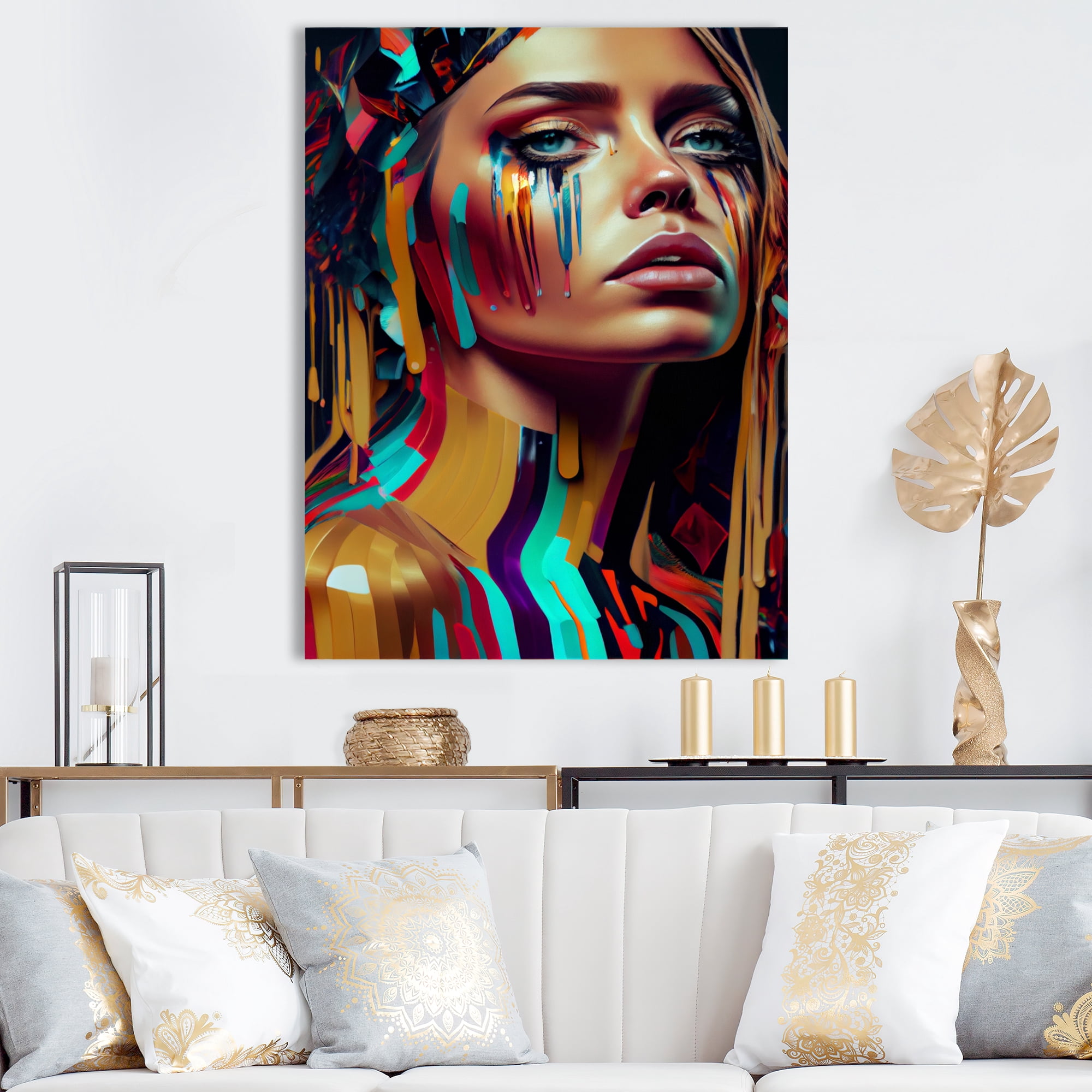 Designart Vibrant Creative Woman Portrait III Canvas Wall Art