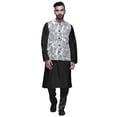 thumbnail image 1 of Atasi Solid Kurta Pajama & Printed Nehru Jacket Set For Mens Party Wear, 1 of 3