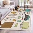 thumbnail image 3 of Rectangle Area Rug 4x6ft,Kitchen Cooking Kitchenware Cartoon Style Washable Carpet Non-Slip Runner Accent Rugs Indoor Floor Mat for Bedroom Living Room Decor,Retro Linen, 3 of 9