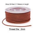 thumbnail image 2 of Unique Bargains Nylon Thread Twine Beading Cord 2mm Extra-Strong Braided Nylon Crafting String 11M/36 Feet, Saddle Brown, 2 of 7