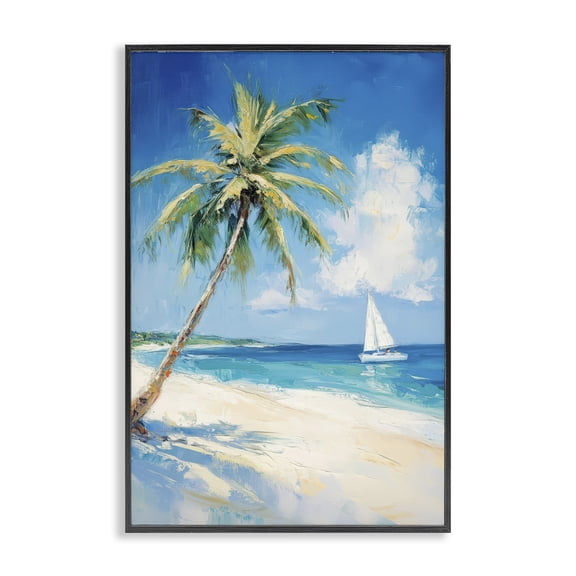 Stupell Industries Tropical White Clouds & Sails Black Framed Giclee Art, 12 x 18, by Petals Prints Design