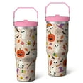 thumbnail image 2 of Witchy Halloween Tumbler 30oz with Lid and Straw, Leakproof Insulated Skull Bat Cup, Travel Coffee Mug with Handle for Spooky Fall Party Decor Gifts, 2 of 7