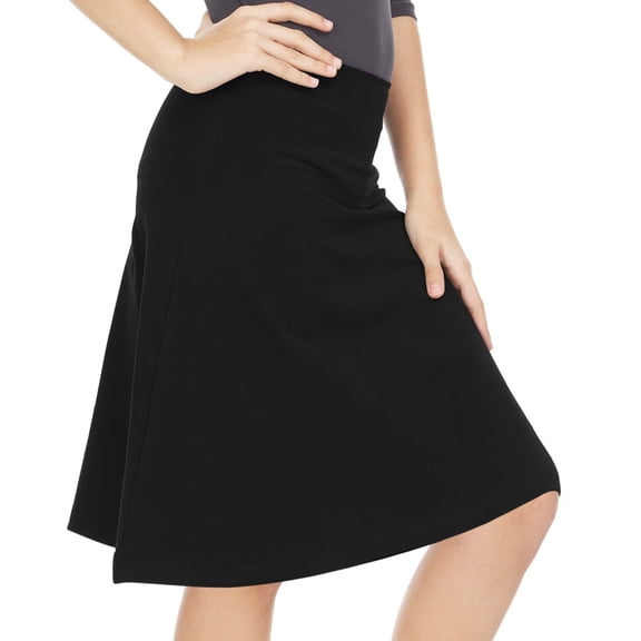 BGDK Soft Cotton Girls Skater Skirt, Knee Length School Uniform Skirt, Comfortable All-Purpose Cotton Skirt for Girls, Black X Small
