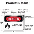 thumbnail image 2 of (2 Pack) Acetylene OSHA Danger Sign 14 Inch X 10 Inch Indoor / Outdoor Rust-Free Aluminum Metal Signs for Workplace, Workshop, and Construction Site, Made in the USA, 2 of 8