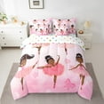 thumbnail image 2 of Afro Hair 7 Piece Comforter Set Full Bed in a Bag,Cute Afro Melanin Ballet Princess Bedding Sets American Black Ballerina Sheet Set with Comforter, 2 of 5