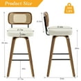 thumbnail image 5 of Swivel Counter Height Bar Stools, Set of 2, 29" Seat Height Upholstered PU Leather Barstools with Rattan Back Wood Legs for Home Kitchen Island, Cream White, 5 of 11