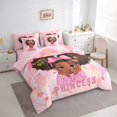 thumbnail image 2 of Castle Fairy Girly Cartoon Black Princess Full Size Bedding Sets 7 Pieces,Sweet Hot Air Balloon Star Full Size Bed in a Bag,Pink Gold,Pink Reversible, 2 of 7