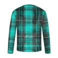 thumbnail image 4 of Zylanna Men's T-Shirts Tee, Stretchy Plaid Crew Neck Long Sleeve Casual Tops for Man Mint Green, 4 of 4