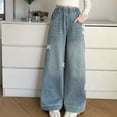 thumbnail image 5 of Generic Tween Girls Baggy Jeans Casual Elastic Waistband Wide Leg Jeans 3D Butterfly Rhinestones Sparkly Streetwear Denim Pants Y2K, 5 of 8