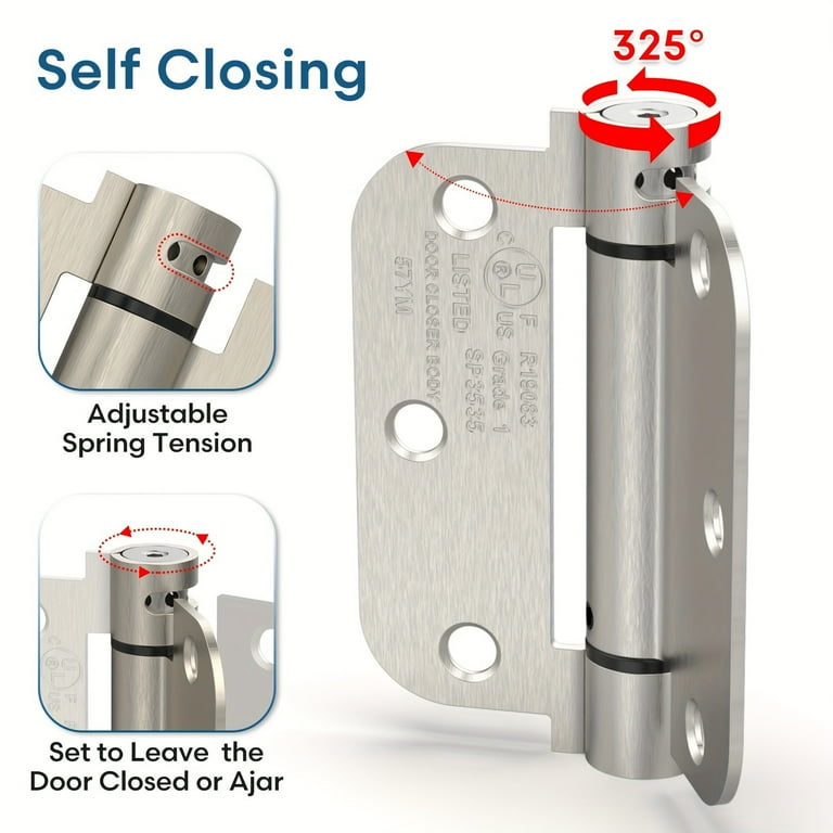 Self-Closing Spring Door Hinges, Adjustable, 2-Pack photo 2