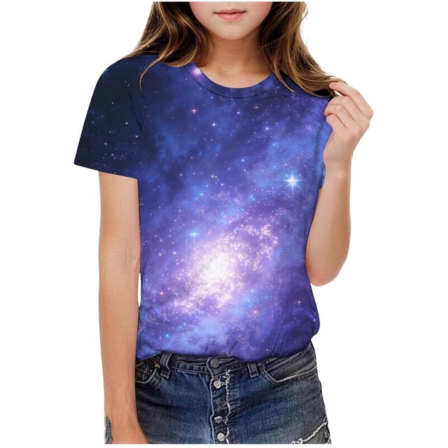 Hauts d'Été à Manches Courtes pour Garçons Filles Polyester T-Shirt Col Rond pour Enfants 1 Pce
