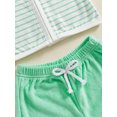 thumbnail image 2 of BemeyourBBs Kids Toddler Baby Boy Terry Swim Cover Up Summer Beach Towel Swimsuit Coverups Short Sleeve Striped Zipper Hooded Top Trunks Shorts Set, 2 of 9