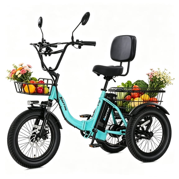 Narrak Electric Tricycle for Adults,18"Fat Tire 3 Wheels Electric Trike Peak 1100W Step-Thru Etrike with Removable Battery and Large Basket Ages 16