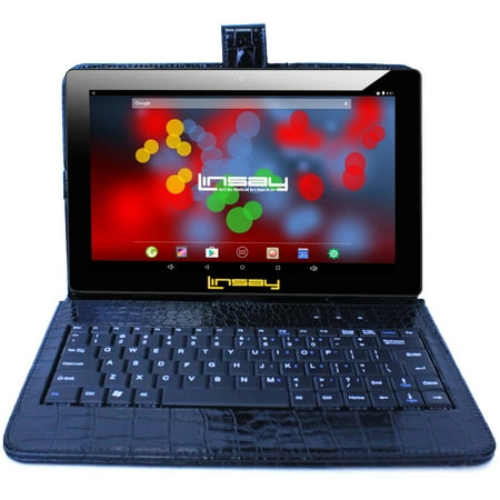 LINSAY 10.1" Quad Core 1280 x 800 IPS Screen 2 GB Ram Android 6.0 Tablet 16 GB with Black Crocodile Style Keyboard