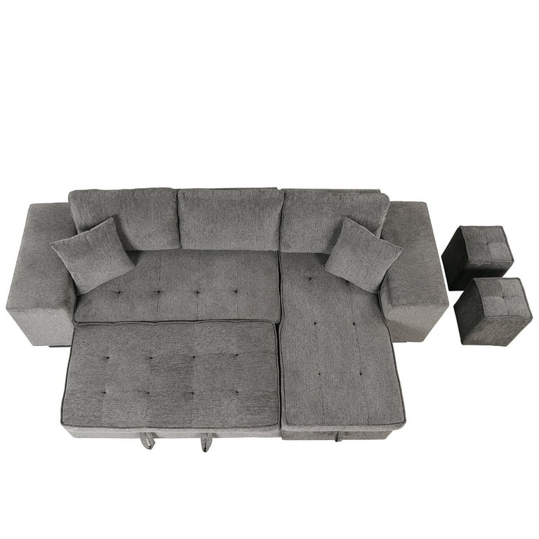 Seat Sleeper Sofa With Storage Chaise