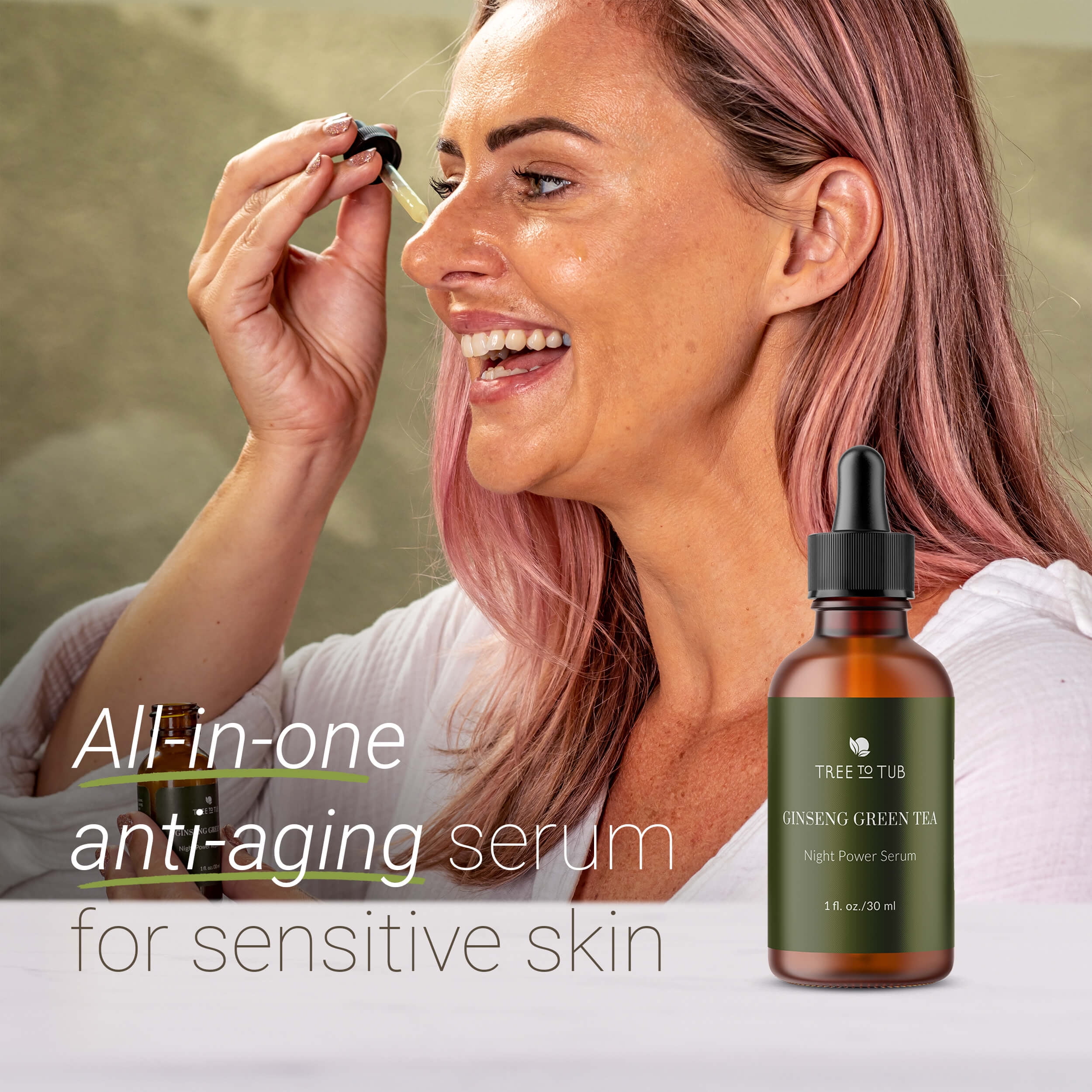 Tree To Tub Retinol, Vitamin C, Hyaluronic Acid Serum for Face & Wrinkles - Hydrating Facial Serum for Dry & Sensitive Skin, Night Serum for Women & Men