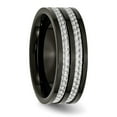 thumbnail image 4 of Chisel Stainless Steel Polished Black IP-plated with Grey Carbon Fiber Inlay 8mm Band, 4 of 7